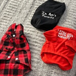 Set of Three Dog Shirts - Black, Red, and Plaid XS never worn